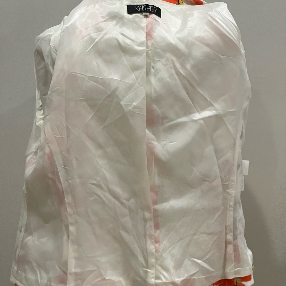 Kasper 18W Floral Patterned Blazer with Pockets and Shoulder Pads - Picture 7 of 8